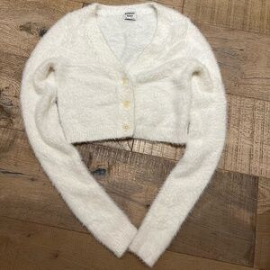 Sunday Best Cropped V-neck Cardigan - White, 2XS